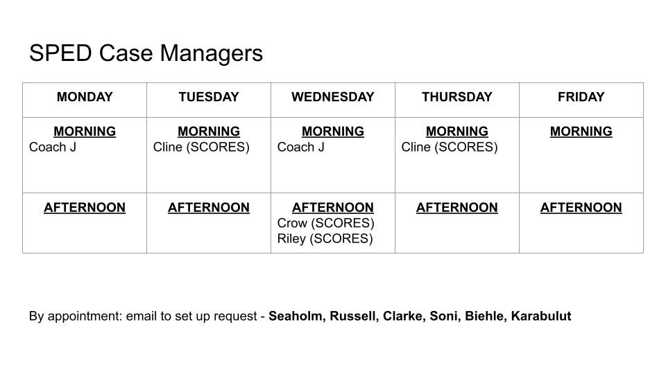 SPED Schedule