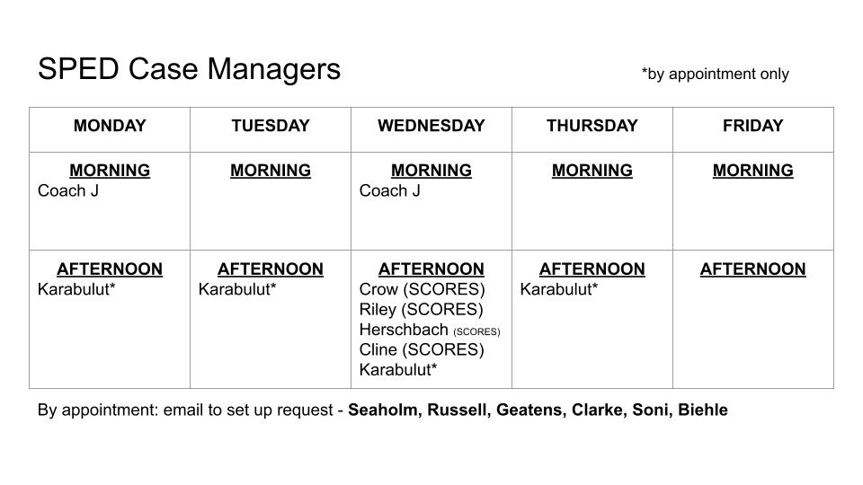 sped Schedule